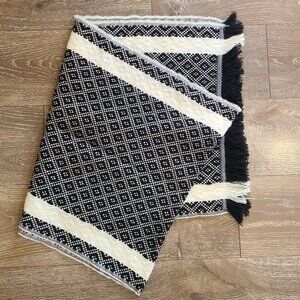 Woven Wrap Scarf Demask Pattern, Globe In Handmade Artisanal